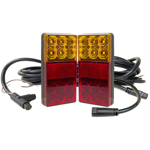 120 Series Left &amp; Right Hand LED Combo Trailer Lamp Kit - Stop / Tail / Indicator / License Plate (7.1x1.7m)