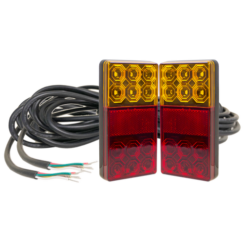 120 Series Left &amp; Right Hand LED Combo Trailer Lamp Kit - Stop / Tail / Indicator / License Plate 9m Cable