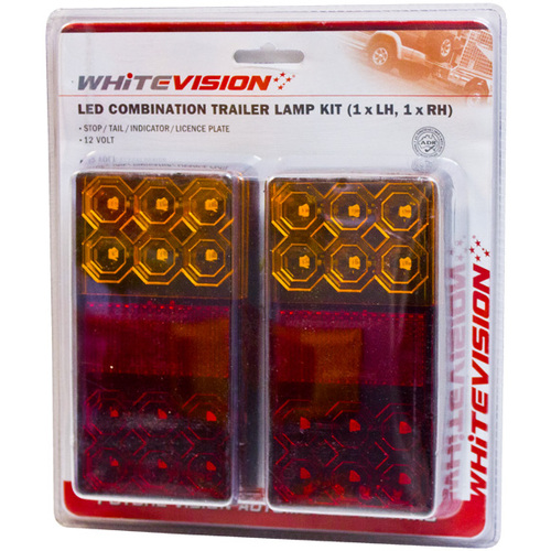 120 Series Left &amp; Right Hand LED Combo Trailer Lamp - Stop / Tail / Indicator / License Plate (10-30V) Blister