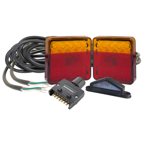 20 Series Left Hand LED Combo Trailer Lamp Kit - Stop / Tail / Indicator with 9m Cable, Lisence Plate &amp; Flat Trailer Plug