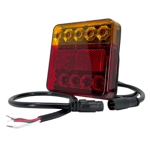 20 Series Right Hand LED Combo Trailer Lamp - Stop / Tail / Indicator / License Plate with Plug (10-30V)