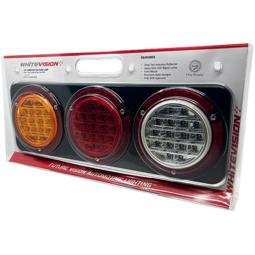 350 Series LED Combo Lamp Coloured Lens - Stop / Tail / Indicator / Reverse Black Base Blister