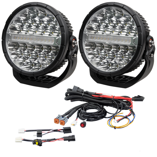 Razyer 9&quot; Series LED Driving Light Pack with Wiring Kit