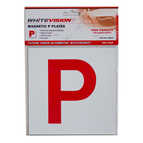 Magnetic Red on White P Plate 