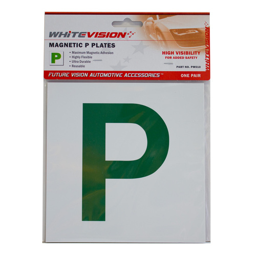 Magnetic Green on White P Plate 