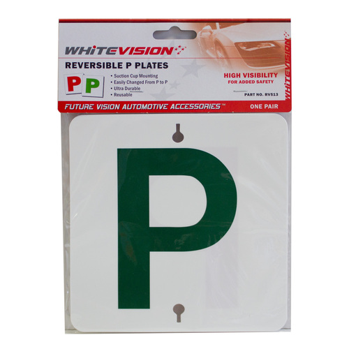 Reversible Green on White &amp; Red on White P Plate